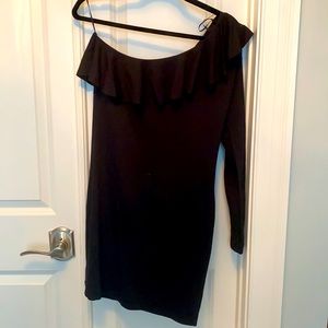 Divided one shoulder short black dress new with tags ruffled top